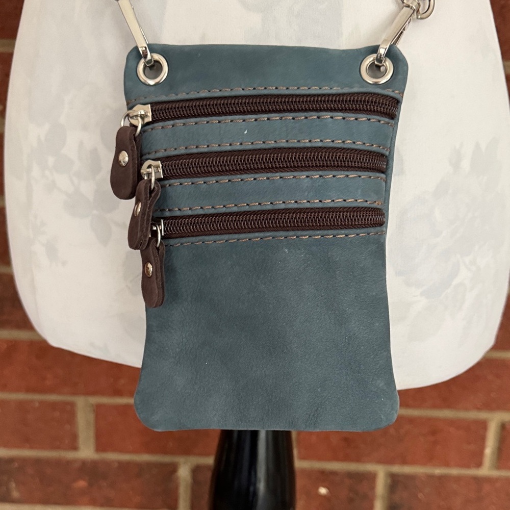 Toscana Teal Blue 100%  Leather Covertable/Adjustable Crossbody/Belt Bag